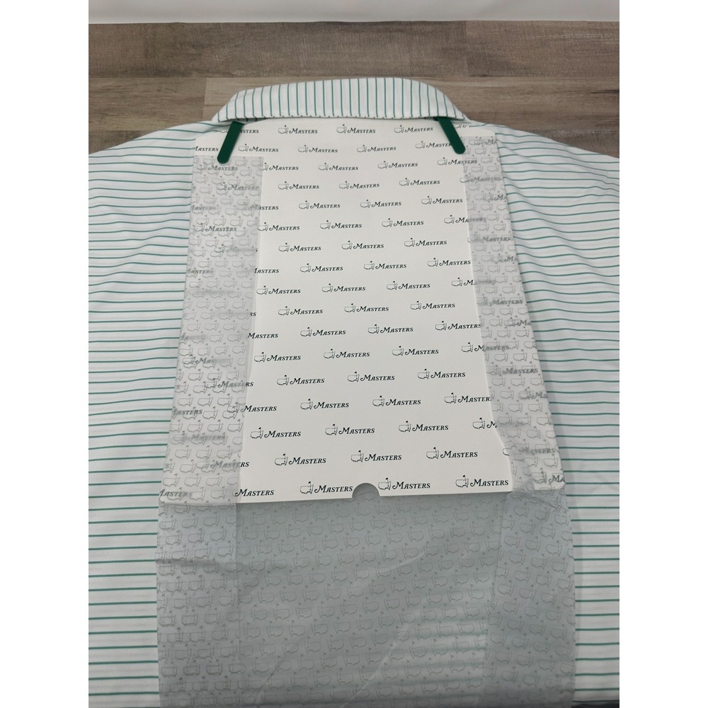 Masters Tech Polo Golf Shirt Men's XXL Green White Striped Short Sleeve - NWT - Picture 4 of 6